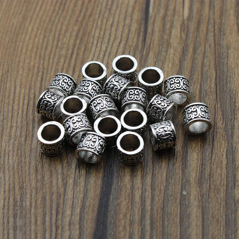 20 Stück/Los Tibetische Gold Silber Abstandshalter Perlen Legierung Großes Loch Charm Perlen für DIY Schmuck Armbänder Herstellung Zubehör