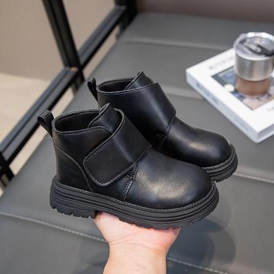 Kinder Dicksohlige Lederstiefel Einfarbig Lässig Mädchen Knöchelhohe Stiefel Mode Vielseitig Kinder Lässig Junge Kurze Stiefel Runde Spitze