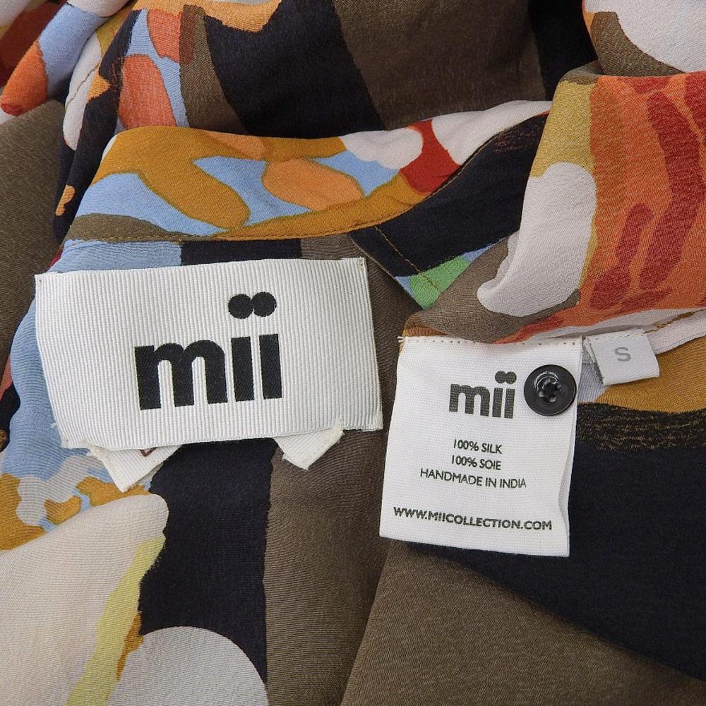 Mii Mil Me EN FORET Silk All-over Print Stand Collar Blouse Tops Women's Multicolor S Tops S multicolorUsed