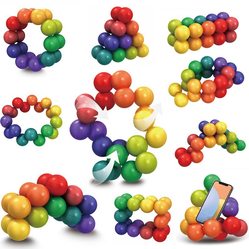 Sensory Fidget Toy Educational Color Ball 3D Rotating Montessori Game for Stress & Anxietyelief Phone Holder Toy Christmas Gifts