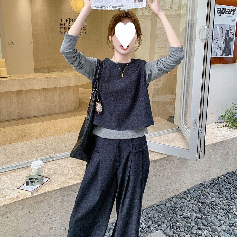 A Three-piece Set of Women s Salt-like Elegant and Youthful Wide-leg Pants M(85-100)