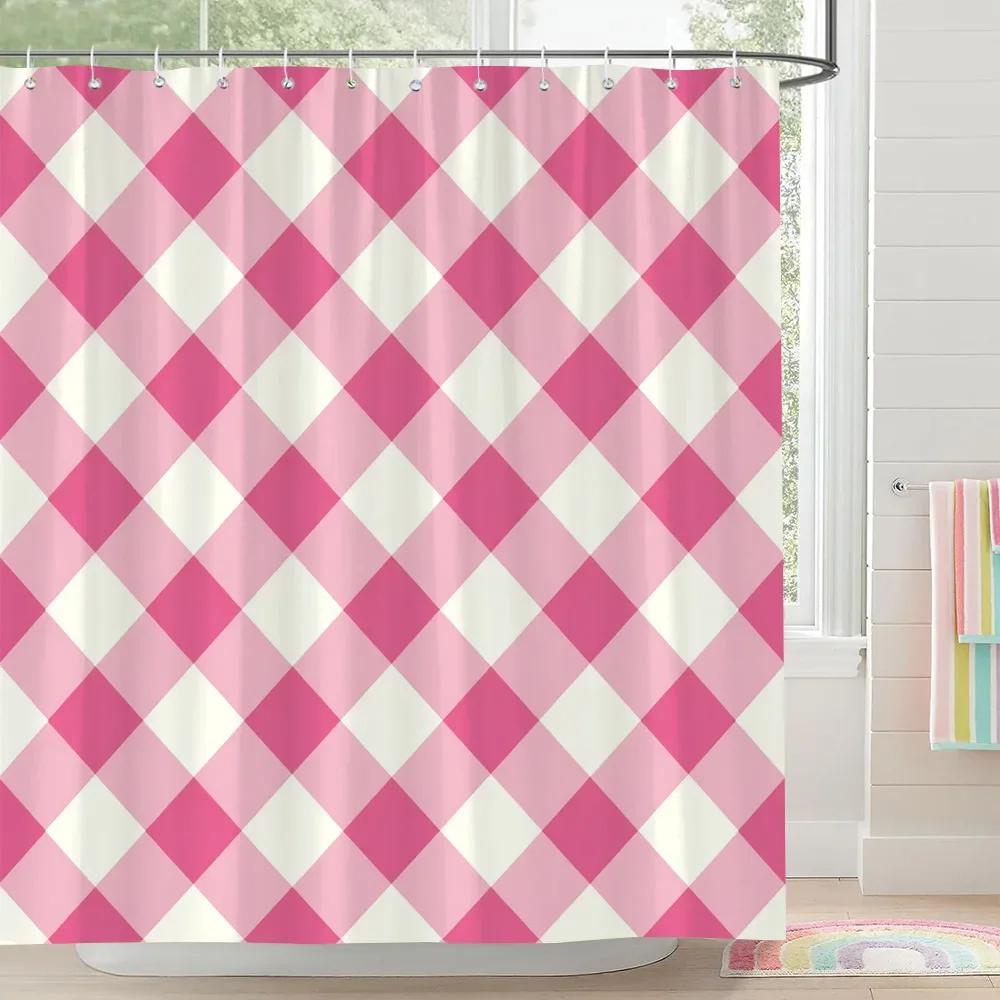 Rainbow Castle Pink Bow Shower Curtain Love Hearts Stars Stripes Colourful Clouds Polyester Fabric Shower Curtain Bathroom Decor