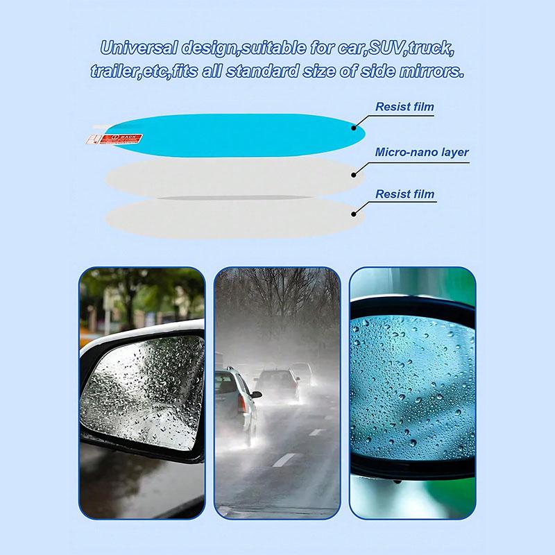Premium High-Clarity Car Mirror Film - Waterproof, Anti-Fog & Anti-Glare Protection, Universal Fit for Most Vehicles, Hassle-Fre