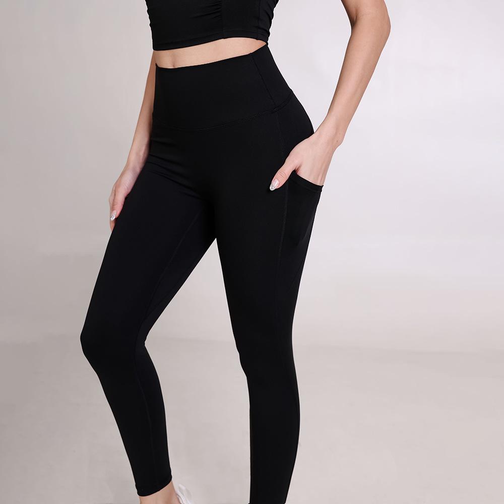 

Европейско-американские весенне-летние брюки для йоги с высокой талией: Женские спортивные леггинсы без швов, карманного стиля, двусторонние Extra Large