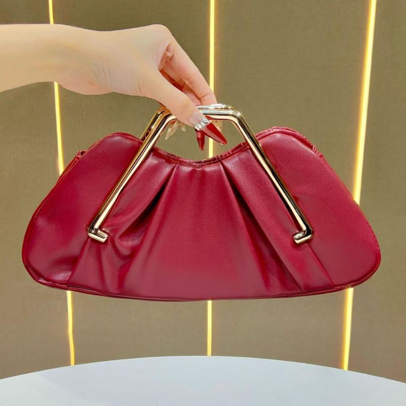 Модная женская плиссированная сумка-тоут Нишевая плиссированная клатч-сумка и Вечерняя сумка бордовый 2140₽