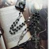 62KD Rosary Beads Long Necklace with Jesus Christ Crucifix for Cross Catholic Prayer Pendant Party Gift for Men Women