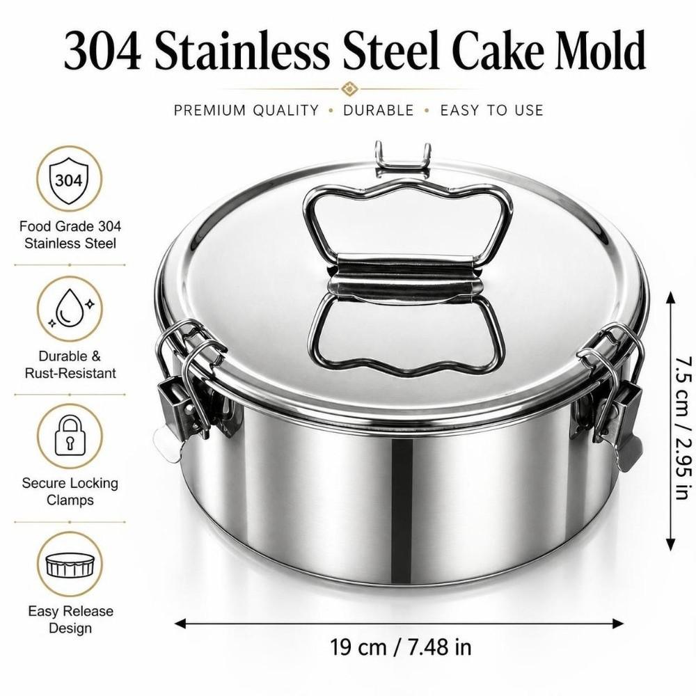 Mit Deckel Kuchen Backen Flan Form Topf Edelstahl Pudding Kuchen Form Langlebig Flan Pfanne Form Küche