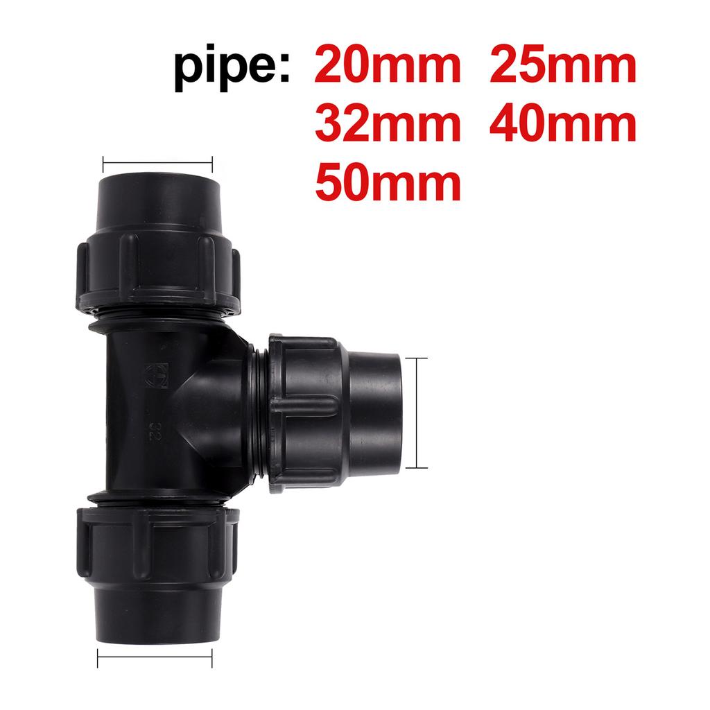 1Pc PVC PE Tube Tap Water Splitter 20/25/32/40/50mm Plastic Quick Valve Joint Agriculture Irrigation Water Pipe Fittings Black