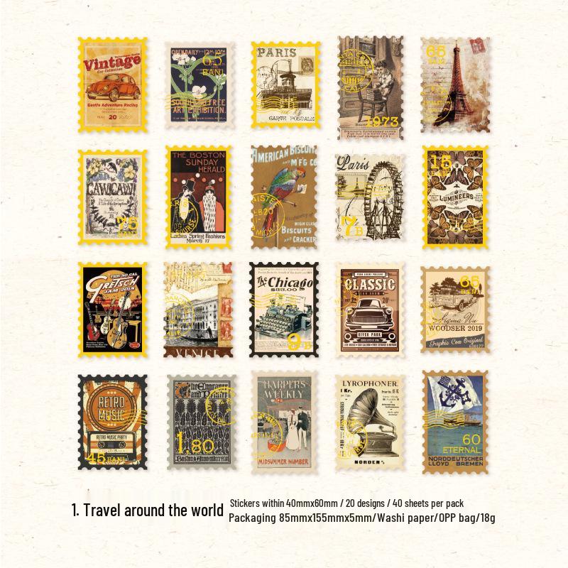 Yan Ji Gold Foil Sticker Pack: Vintage Letter Series for Journal Decoration and DIY Collage, 4 Styles