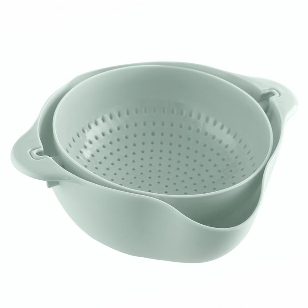 Double-layer Rotatable Draining Basket Draining Basin Kitchen Washing Vegetable Fruit Basin Washing Fruit Basket Draining