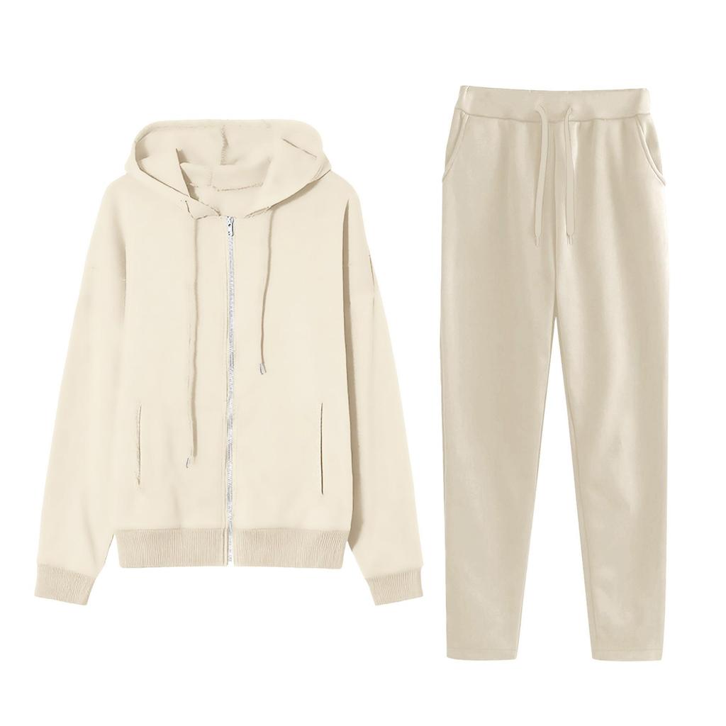 European Style Zipper Hoodie & Long Pants Two-Piece Set - Autumn/Winter Collection 2026