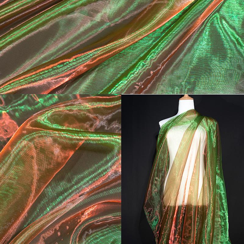 Przezroczysty Laserowy Tiul Tkanina Szycie Siatka Materiał Kolorowa Organza Szklana Fluorescencyjna Przędza Jedwabny Szyfon Materiał na Odzież Sceniczną