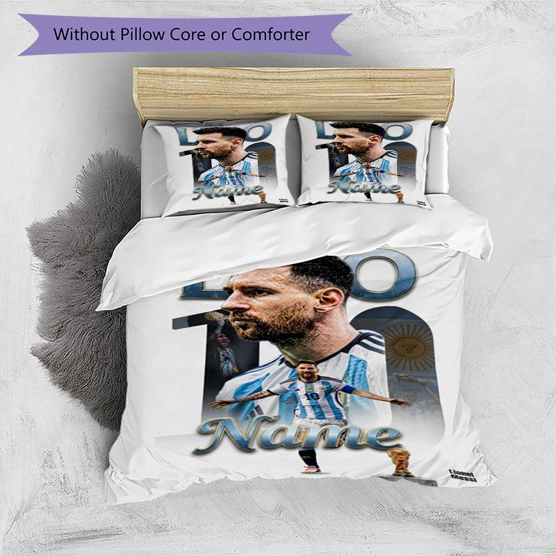 Messi Lionel Messi Legend Personalized Name Bedding Set,Soft Touch Bed Linen for Kids Bedroom Decor,Perfect Holiday Gift,Machine Washable Duvet Cover