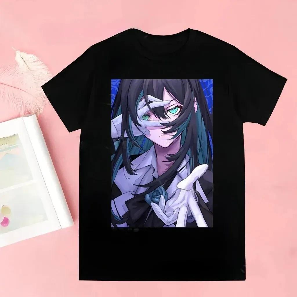 Ado Fanart Blaue Rose Anzug T-Shirt, Unisex Japanische Sängerin Ado Anime Stil Streetwear Tee, 100% Baumwolle Lässiges Kurzarm Oberteil