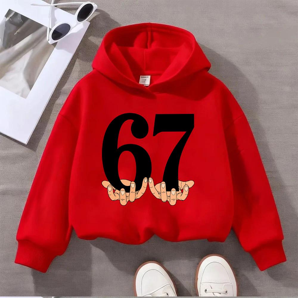 Kids Christmas Sweatshirt 67 Number Print Long Sleeve Cotton Toddler Boys Girls Holiday Casual Pullover Top