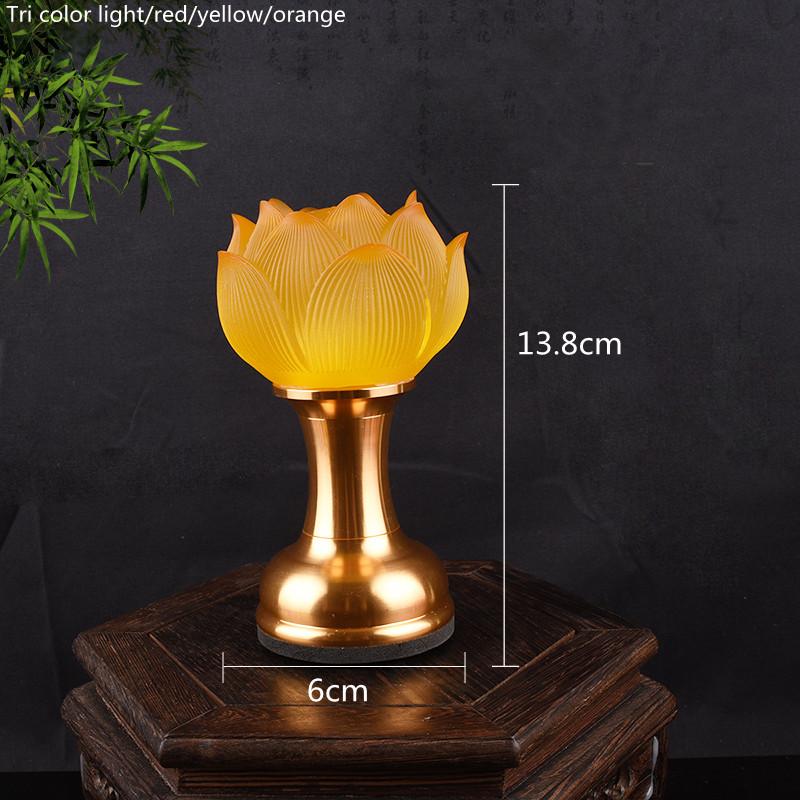 Charge Plug In Coloured Glass Lotus Lamp LED Buddha Lamp God of Wealth Lamp Temple Pray Household Crystal Ever Burning Lamp