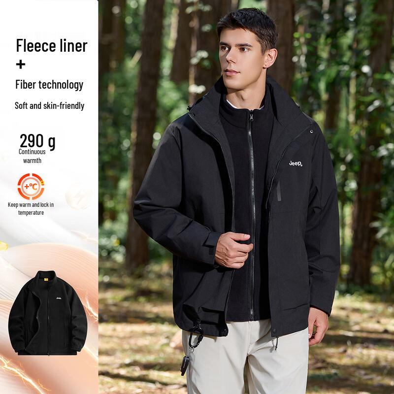 

JEEP Men s 3-in-1 Fleece Lined Windproof Jacket M