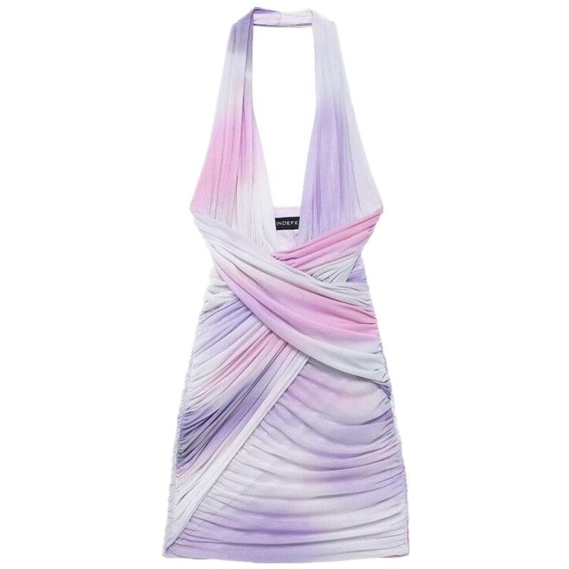 

Fashion Style 2024 Summer New Arrival Women s Clothing Stylish Pleated Print Silk Net Dress Short Skirt 3070/002 Figure Color L