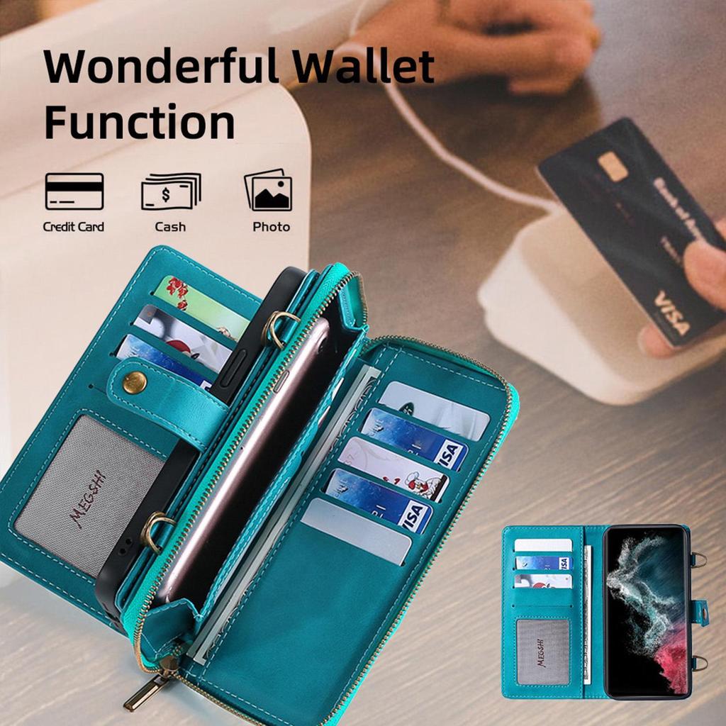 Huawei P40Pro Crossbody Wallet Leather Case with Card Slots, Suitable for A53 and S22U. European and American Style.