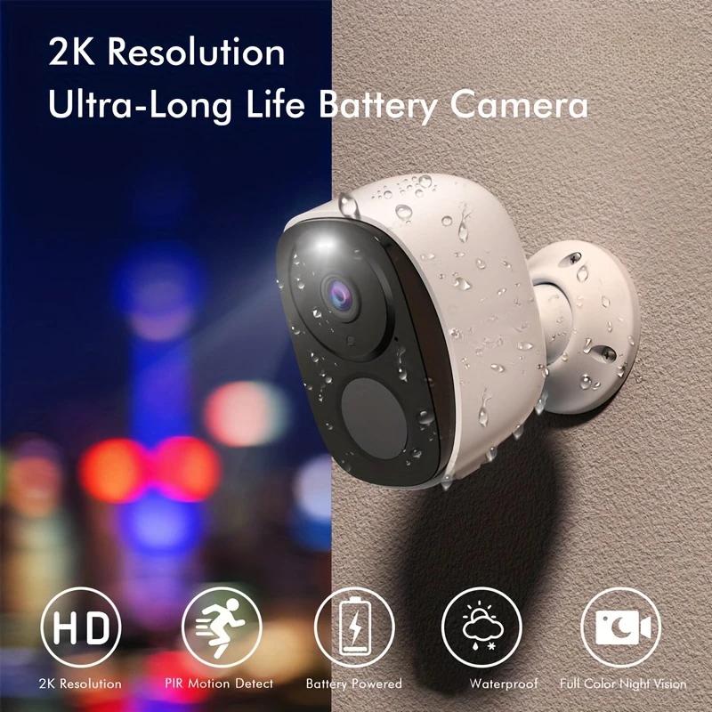 

Security Cameras Wireless Outdoor, 2K 3MP Battery Powered WiFi Security Camera with Spotlight Siren, 2-Way Audio, Waterproof Without solar charging білий