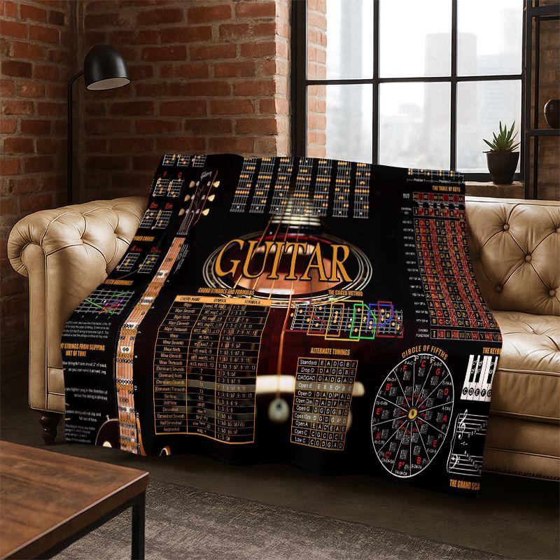 Music Theory Chart Guitar Chords Flannel Blanket Soft Warm Throw Blanket for Bedroom Living Room Bed Travel Camping Picnic Gift