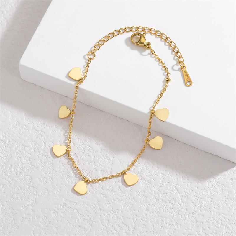 316L Stainless Steel New Fashion Jewelry Set Sweet Love Heart Charm Chain Necklaces Bracelets Earrings For Women