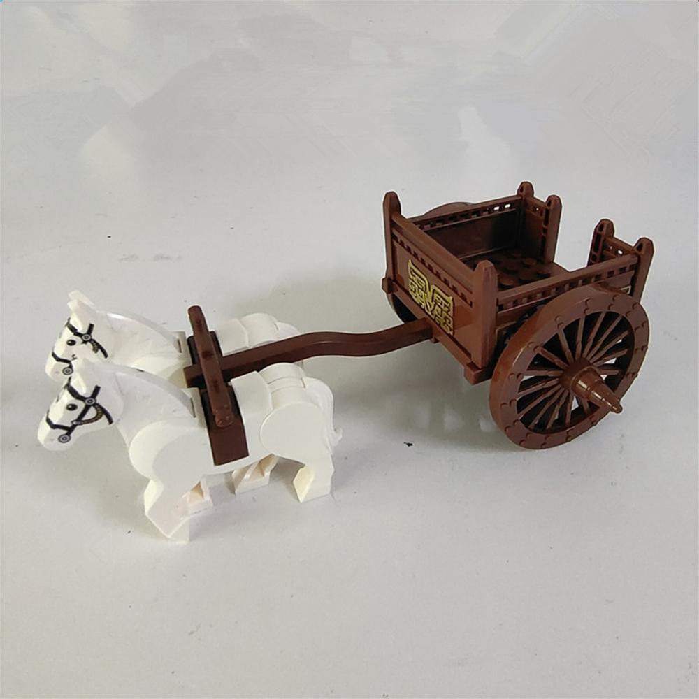 MOC Medieval Army Military Carriage War Horse Scale Model Building Block DIY Assembly Home Desk Decor Brick Gift Present Children Toys Playsets