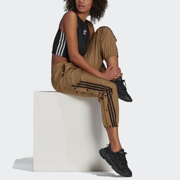 Adidas Originals Track Pant Three Stripes Retro Jogger Knitted Sports Pants Women Bottoms Cardboard-Yellow GN4274