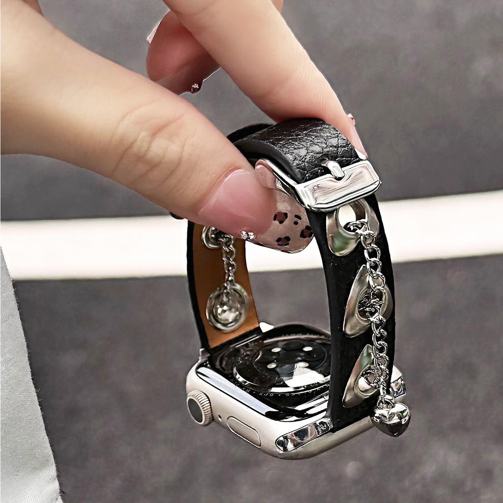 Lederarmband für iWatch Ultra3 2 11 10 9 8 7 6 5 Se3 Liebes-Metallarmband für Apple Watch 40mm 41 42mm 44 45mm 46 49mm