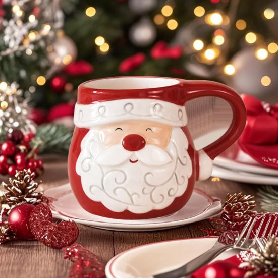 Ceramic Coffee Cup Santa Claus Elk Tea Mug Breakfast Oatmeal