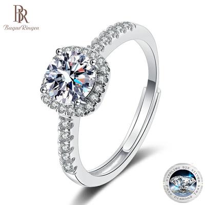D Farbe VVS 1 Karat Moissanit Ring Sterling S925 Silber Überzogene Platin Luxus Schmuck Für Frauen Hochzeit Verlobung