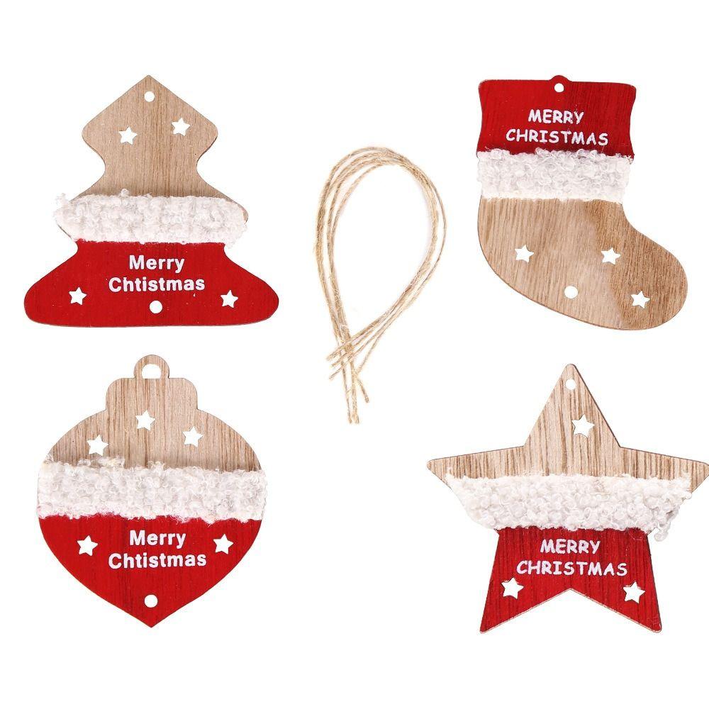 8pcs Wooden Christmas Pendants Natural Christmas Decoration Hanging  Gift