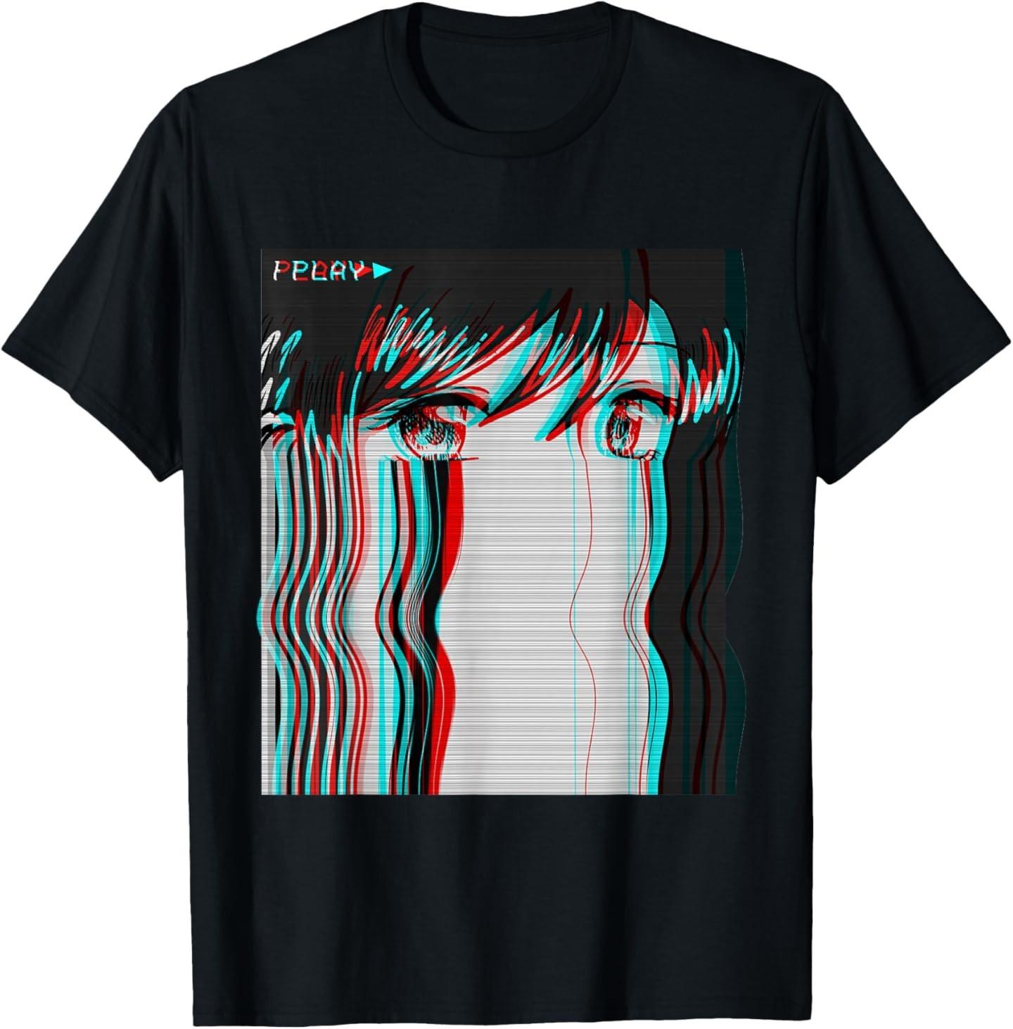 Vaporwave Эстетика Грустная Аниме Девушка Ретро Eboy Egirl Харадзюку Футболка 3XL
