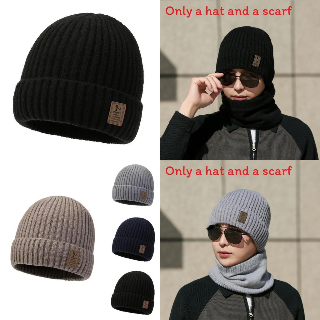 Gestrickte Wintermütze mit Buchstabenstickerei für Herren Kälteschutz