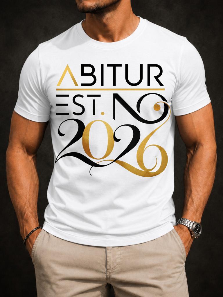 Abitur Est No 2026 Graphic with elegant and gold script numerals and modern graduation typography Unisex All T-Shirt