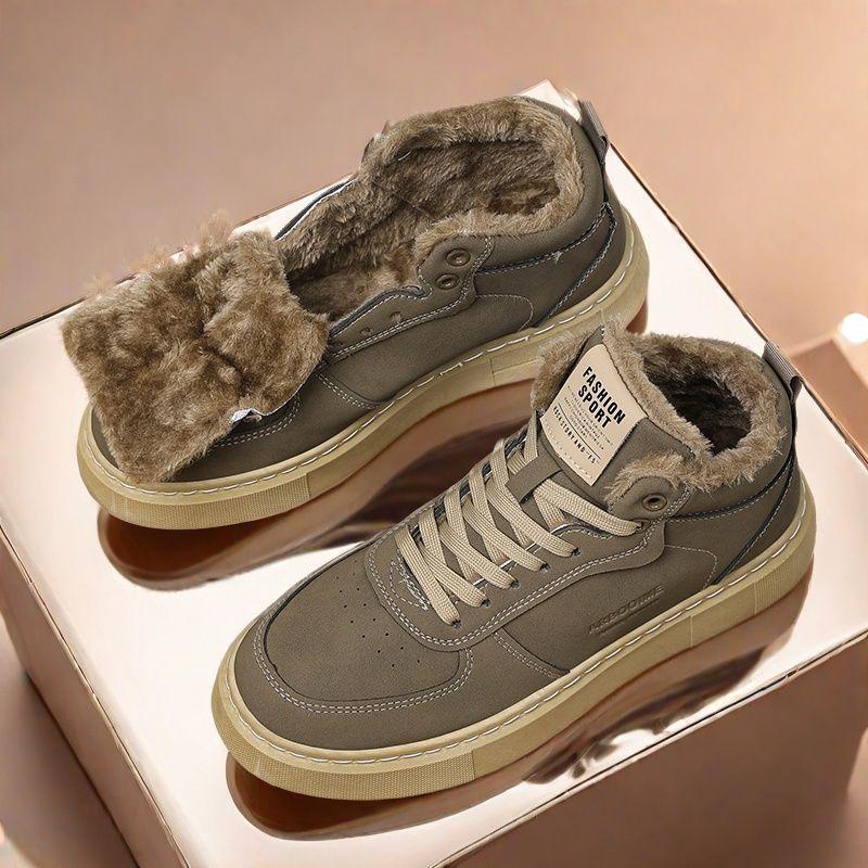 Pánské zateplené retro zimní tenisky s vysokým svrškem a sametovou podšívkou