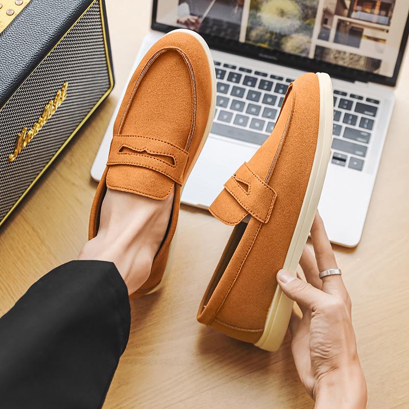 Men Shoes Original Italian Flat Sole Versatile One-pedal Business Lazy Men's Shoes Stepping On Shit British Style Casual Loafers