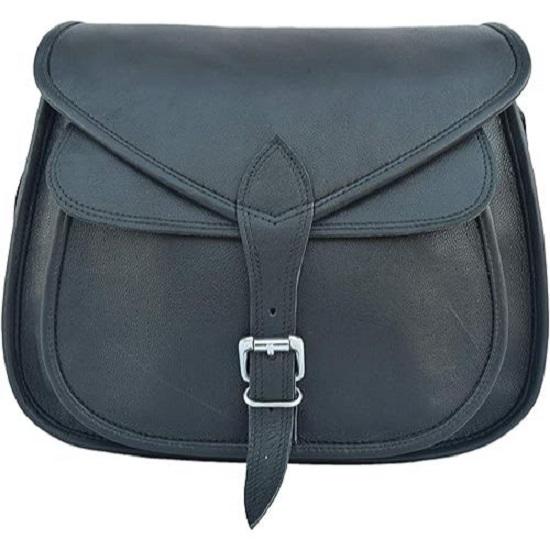 Black Leather Crossbody Bag Women's Purse Satchel Handbag Messenger Shoulder Sling Bag 13 Inch Medium