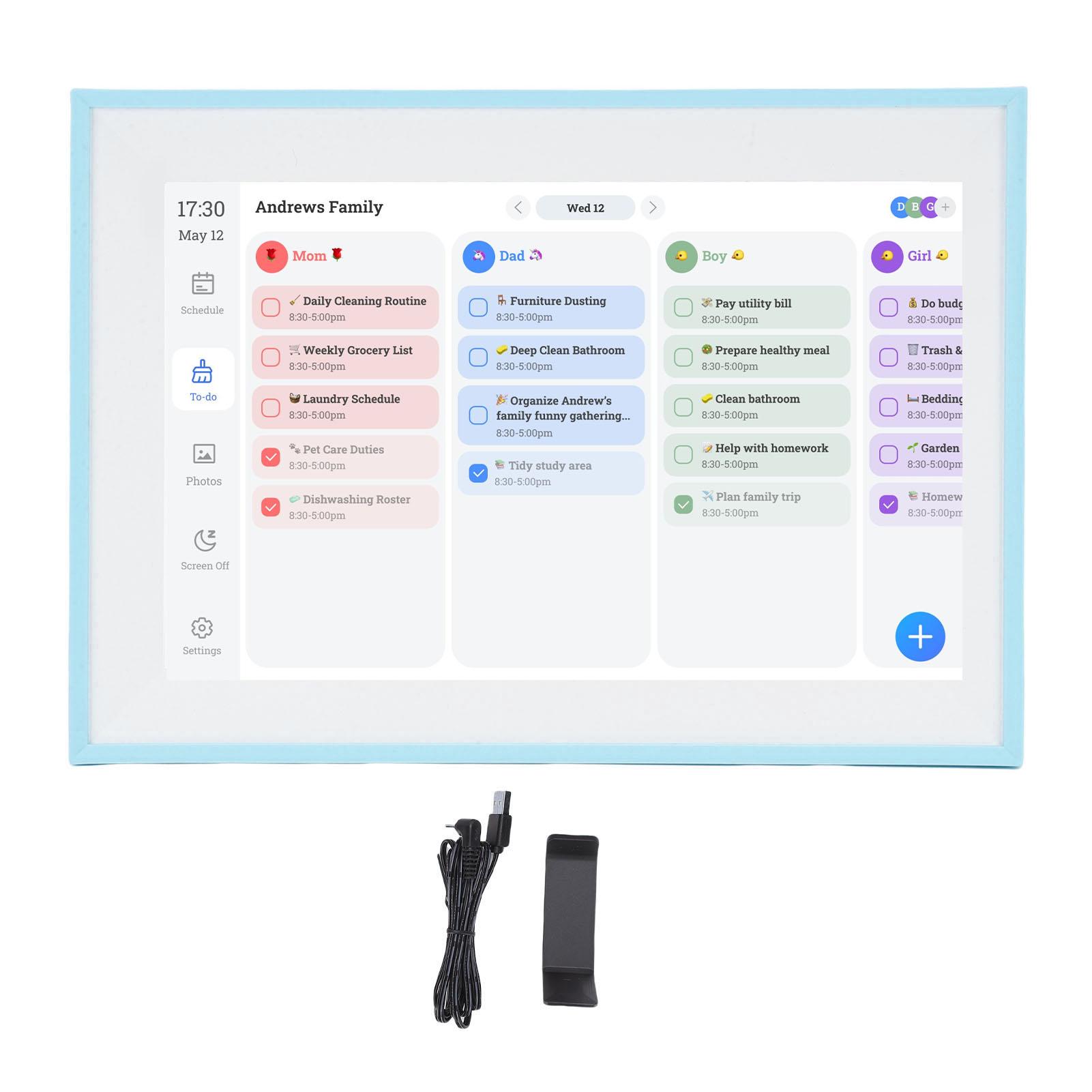 10.1inch Smart Digital Calendar Touch Screen WiFi Interactive Chore Chart Digital Family Planner Electronic Photo Frame for Home белый