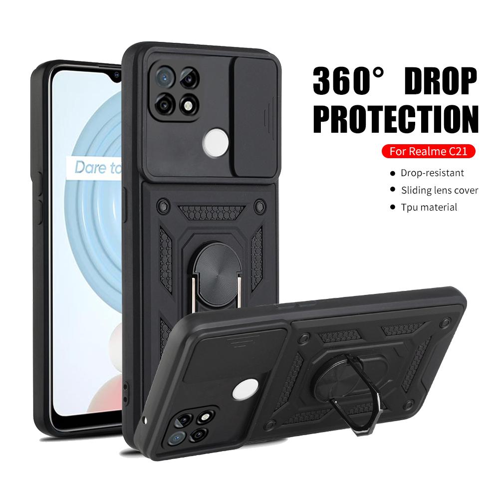 

Ударопрочная броня Coque для Realme 8 Pro C21 C25 C25S Автомобильная магнитная подставка Кольцо Push Pull Камера Защитный чехол на Realmi Narzo 30A 7i