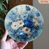 Vintage Round Metal Sign with Blue Roses and Butterflies 20x20cm Wall Decor for Home Bar