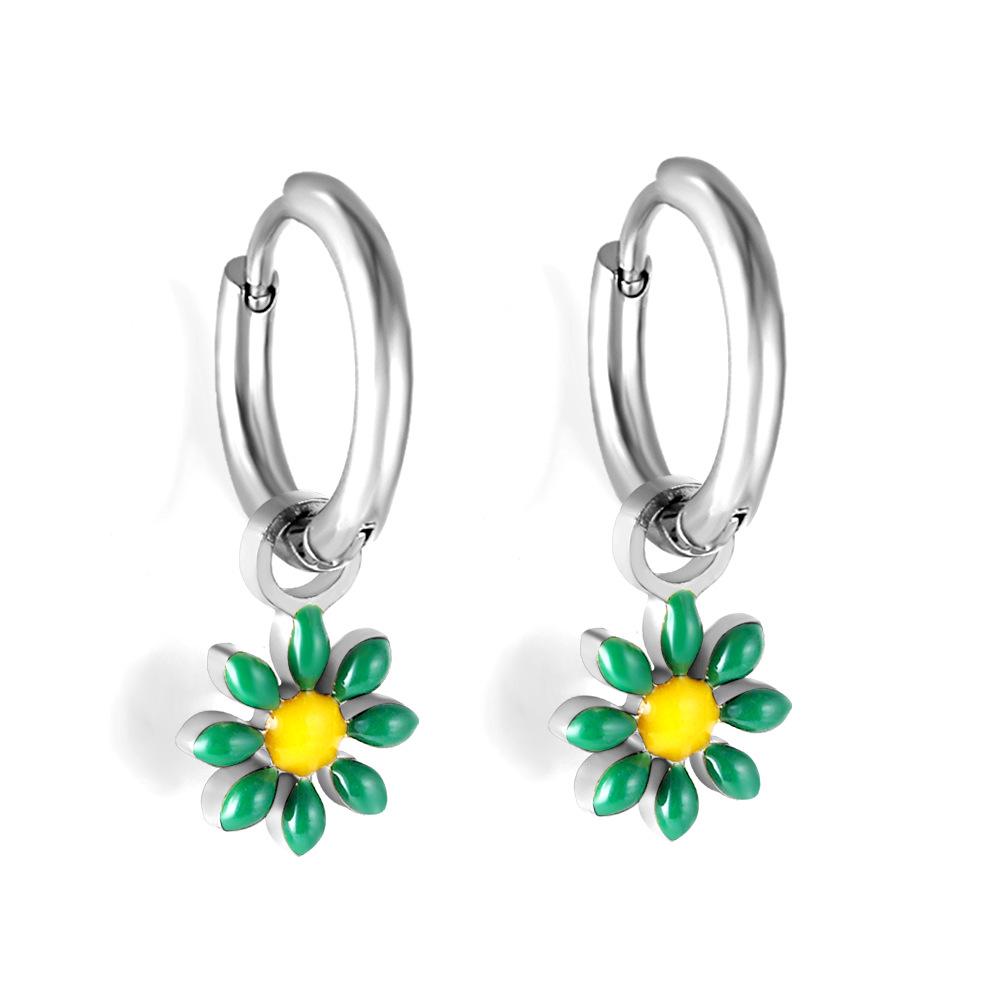 Cross-border European American Colorful Daisy Flower Stud Earrings - Simple Sweet Christmas Design