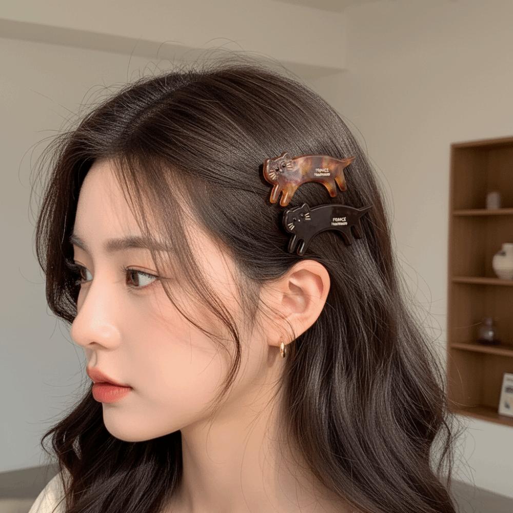 Kitten Cat Shaped Hair Clip Acetic Acid Cute Side Clip Cute Animals Hairpin  Female