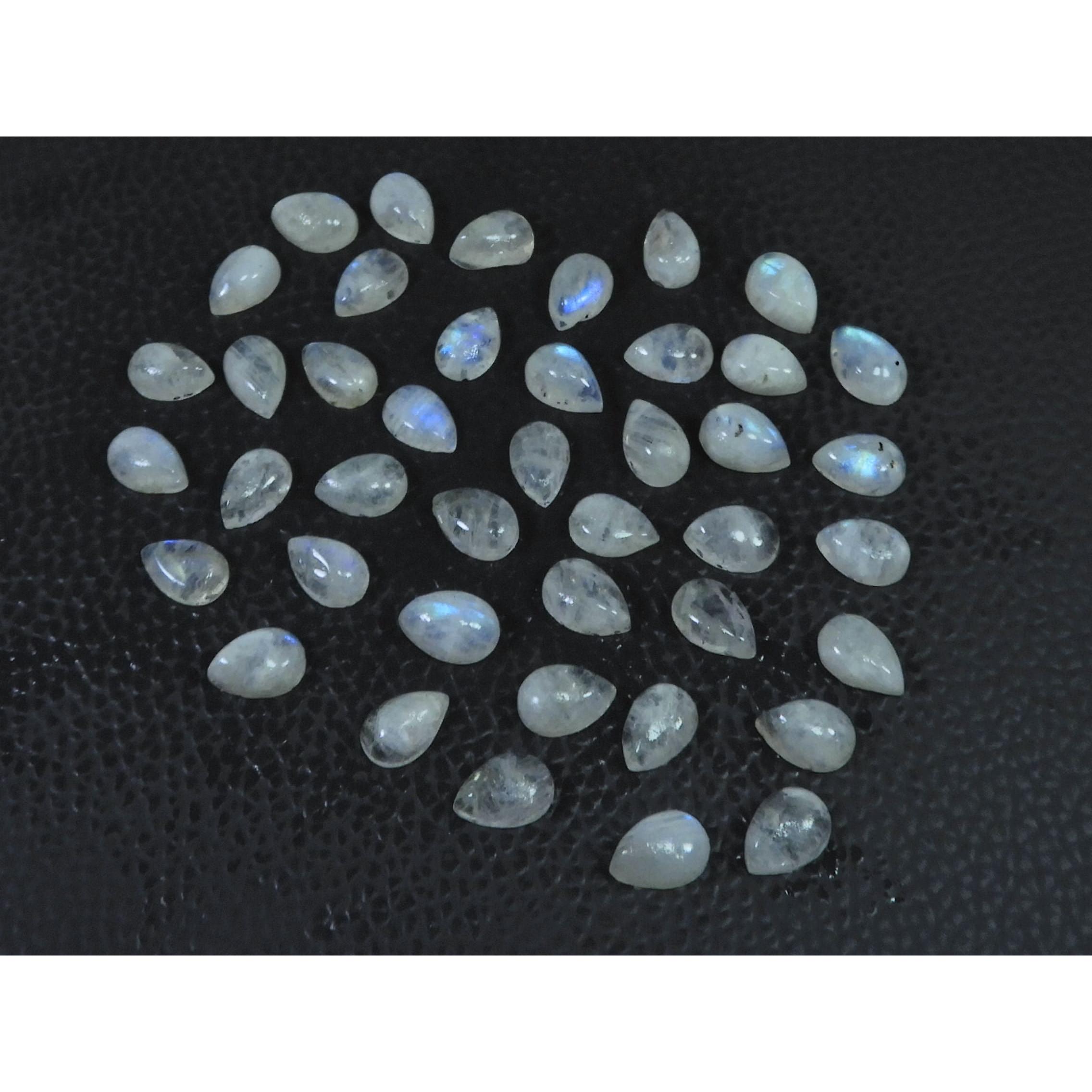 

5X8 MM Natural Rainbow Moonstone Pear Cabochon Loose Gemstone 43Pcs Lot C-1766