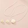 Stylish Camellia Jewelry Set Unique Flower Beaded Necklace and Earrings Floral Theme Neckchain Ear Studs Ornament