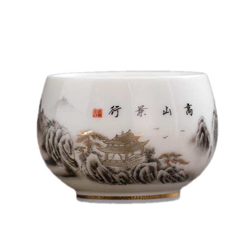 Suet Jade Porcelain Alpine Jingxing Master Cup Personal Special Teacup Gift Box Company Activities Business Companion Gifts
