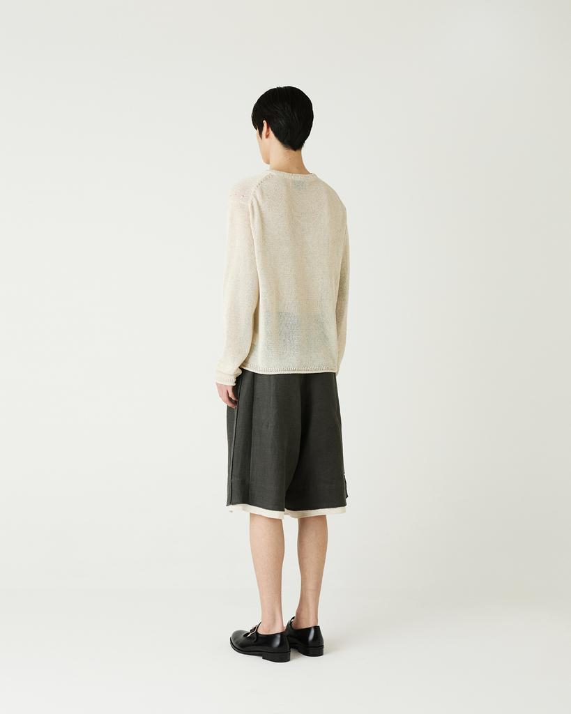 Diaendeukweseucheon Linen Blend Crewneck Knit Top / Beige