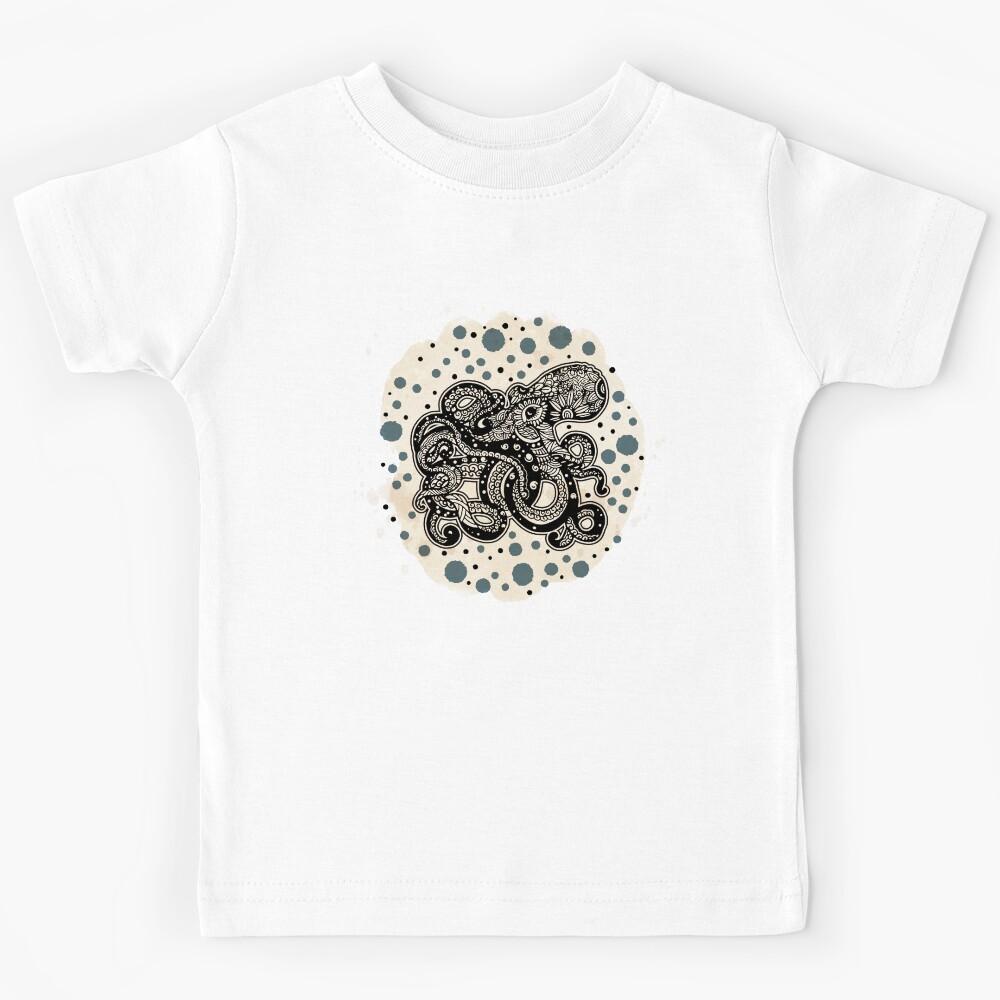 Octopus woodcut in ink Kids T-Shirt 140