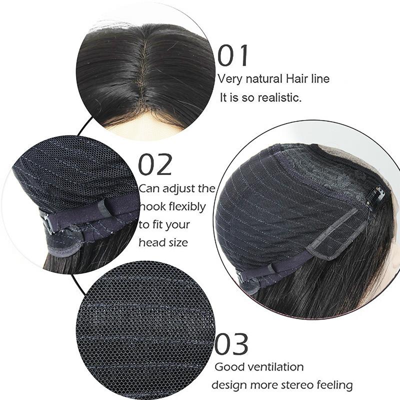 Lange gerade braune und goldene Perücke, synthetische Perücken für Frauen, natürlicher Mittelteil, Spitzenperücke, hitzebeständige Faser, natürlich aussehende Perücke