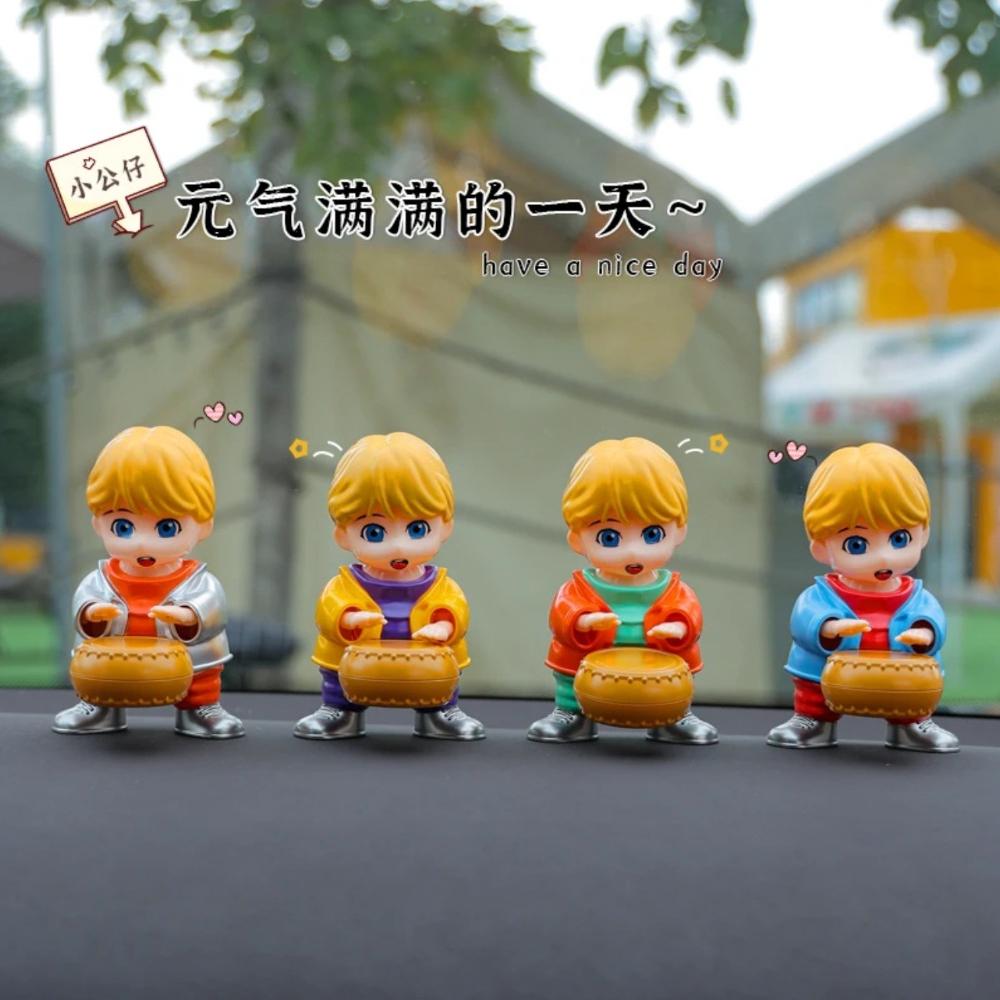 Hot New Solar Car Interior Ornaments Shaking Head Drumming Cartoon Swinging Drummer Automotive Dashboard Decoration